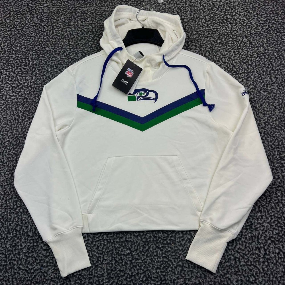Nike Dri-Fit Hoodie‎ Women Medium White Seattle Seahawks NFL Pullover New M